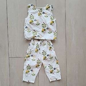 MiniOlie Floral White Kids Bottoms Set